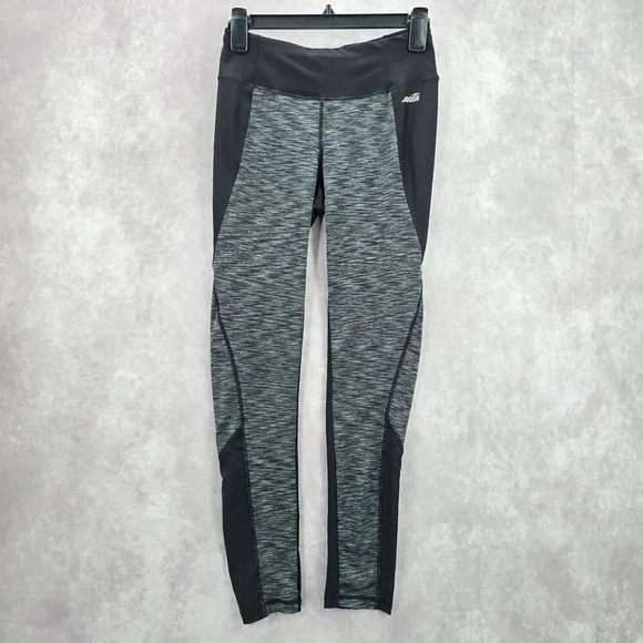Avia Black Gray Long Mesh Legging Pant Bottoms Activewear Small - Picture 1 of 7